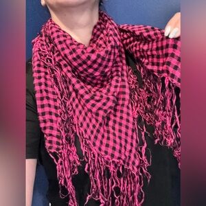Pink and Black Checkered Scarf